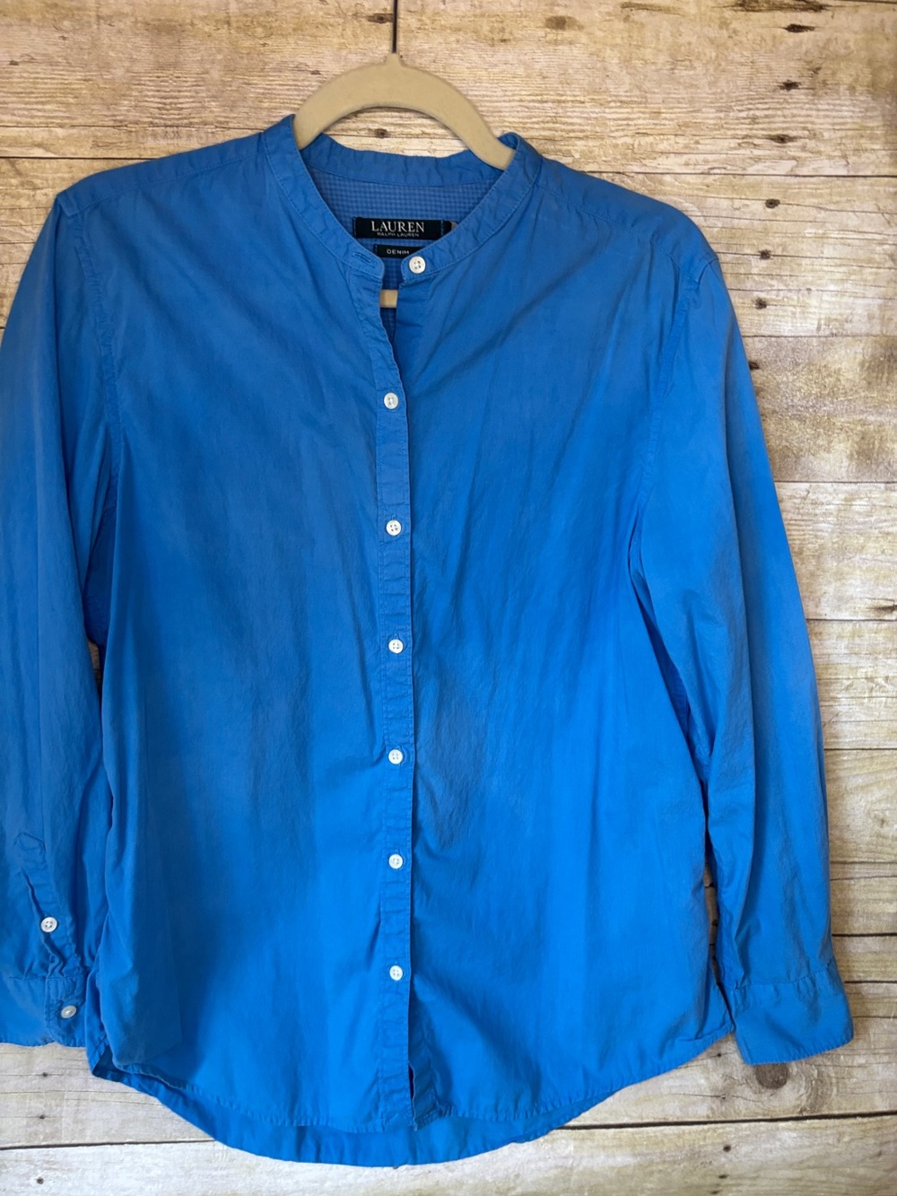 100% Cotton Lauren Women's Size M Mandarin Collar Button Down